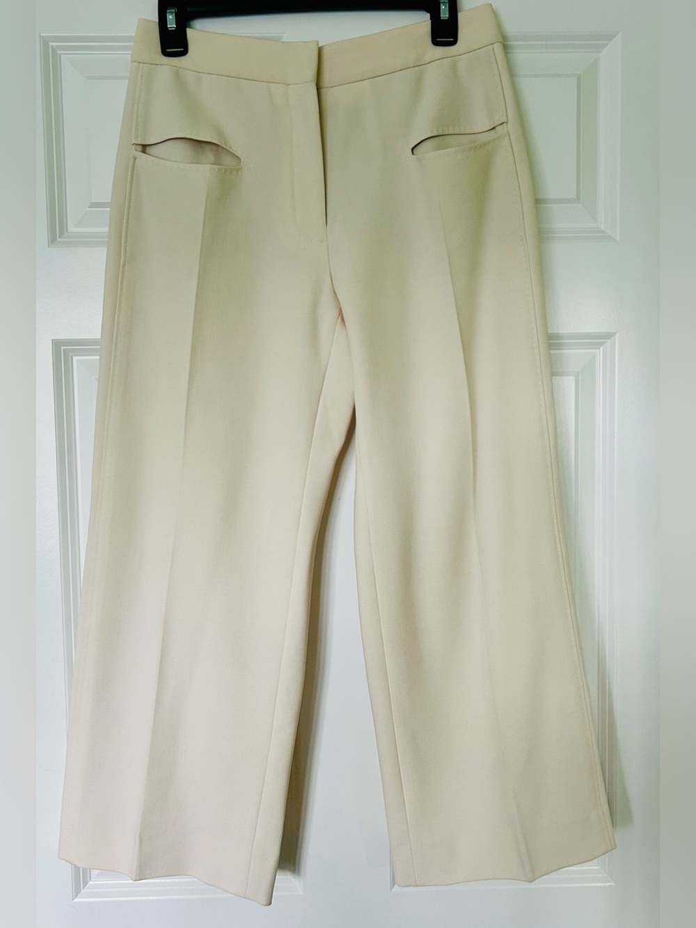 Carven Cream Wide-Leg Cropped Trousers